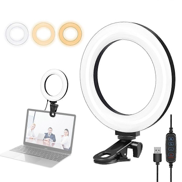 6,2 tuuman täyttövalo 40 LED-rengasvalo 3200K-6500K värilämpötila kiinnityspuristimella videon kannettavan tietokoneen täyttövalolle