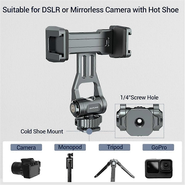 Kamera Hot Shoe Telefonholder Monitor Tripod Adapter med Dobbelt Cold Shoe til DSLR Kamera Mikrofon Fyldlys C