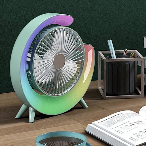 LED Monivärinen Pöytätuuletin, Tunnelmavalo, USB-lataus, C