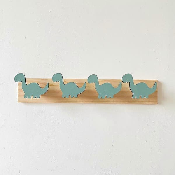 Knagerække til vægmontering, hattekrog, entrekrog, dinosaurdesign