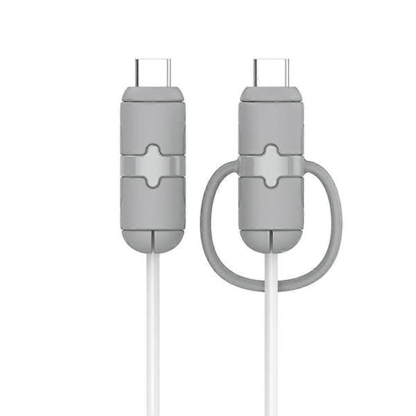 2 kpl Silikoninen Latauskaapelin Suojakotelo Murtumaton Datalinjan Johdon Suoja Käämisuojus Kaapelin Kääre Yhteensopiva Iphone Androidille Typelle Grey Type-C