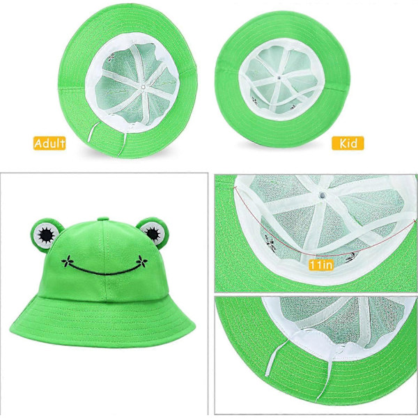 Grodhatt Hink Solhatt För Kvinnor Grod Hinkhatt Sommar Utomhus Vikbar Andningsbar Hinkhatt För Kvinnor-Grön-Barn: 51-53 Cm