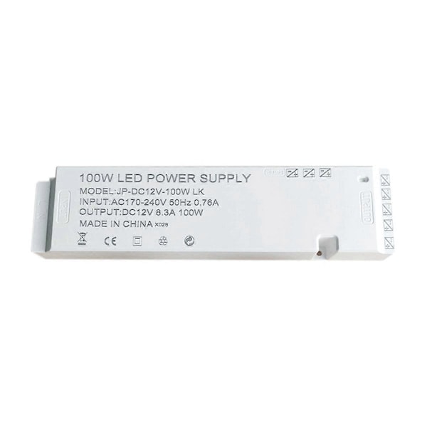 AC220V til DC12V Transformer Kabinet Lys Strømforsyning 100W EU Stik