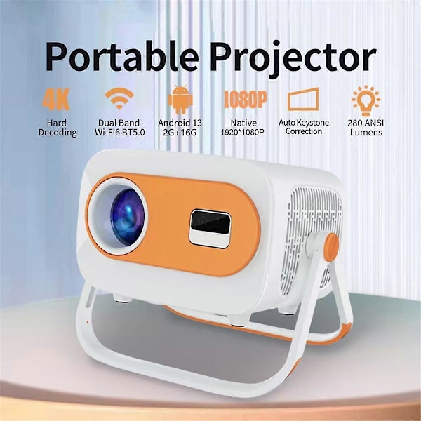 1080P Projektor 4K Android 13 Dubbel Wi-Fi Smart Hemprojektor EU-KONTAKT