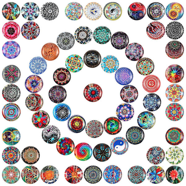100 st Tryckta Mosaikplattor Glas Cabochons Platt Baksida Halvrunda Kulor Kupolplattor för Hantverksprojekt DIY-tillbehör
