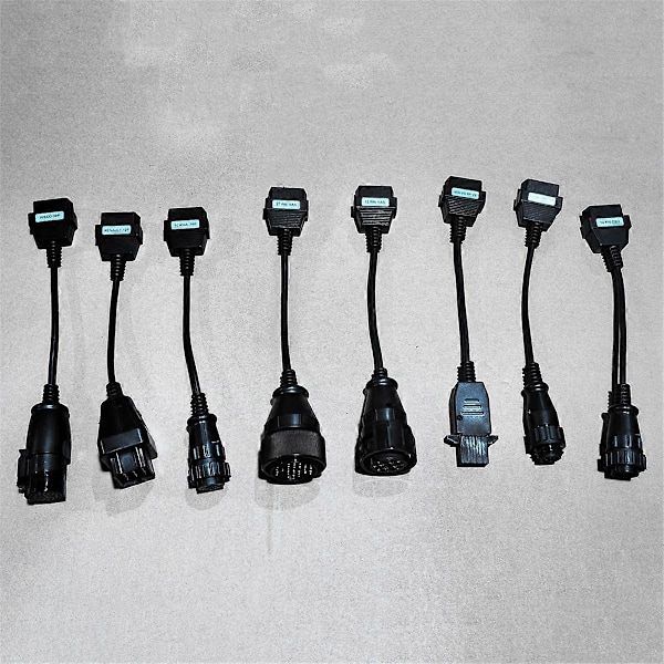 Komplett set 8 st Lastbilsomvandlare Hane Till Hona OBD2