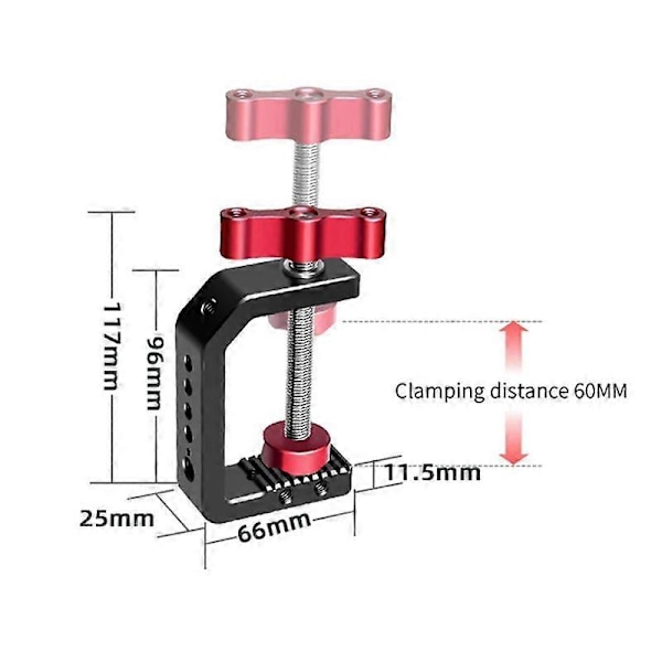 Fotografering C Klemme Justerbar Aluminium Legering Klemme til Skrivebordsmontering Holder Kamera Hot Shoe til DSLR Kamera L