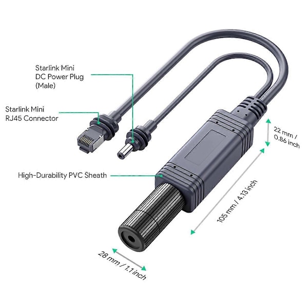 100W Isolerat Gigabit POE Splitter Interface för Starlink Mini Dishy