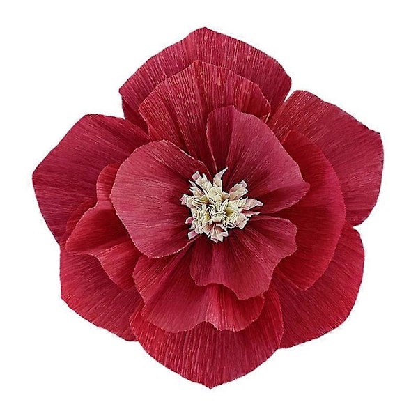Kreppapir Blomster DIY Håndlavede Papir Blomster Vægkunst Dekoration til Hjemmefest Bryllup Fødselsdag Red 30cm