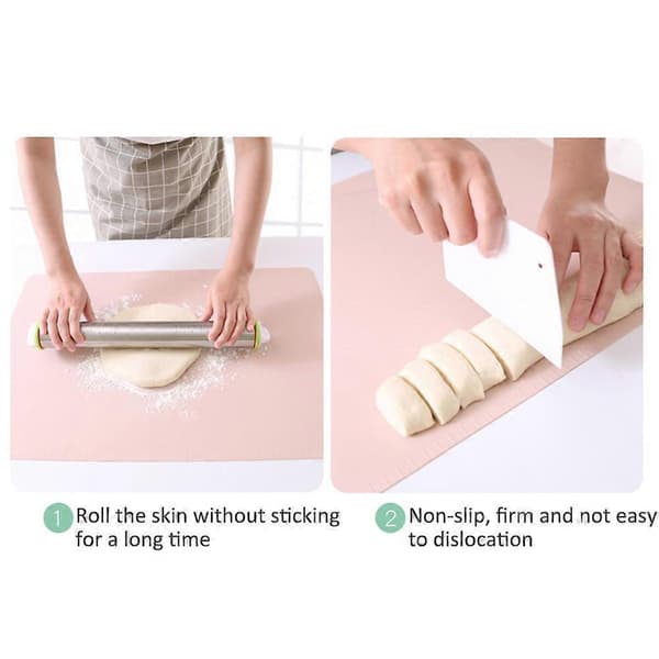 Silikon Bakeunderlag Deigrullematte med Skala Eltematte Bord Non-Stick Deigmatte