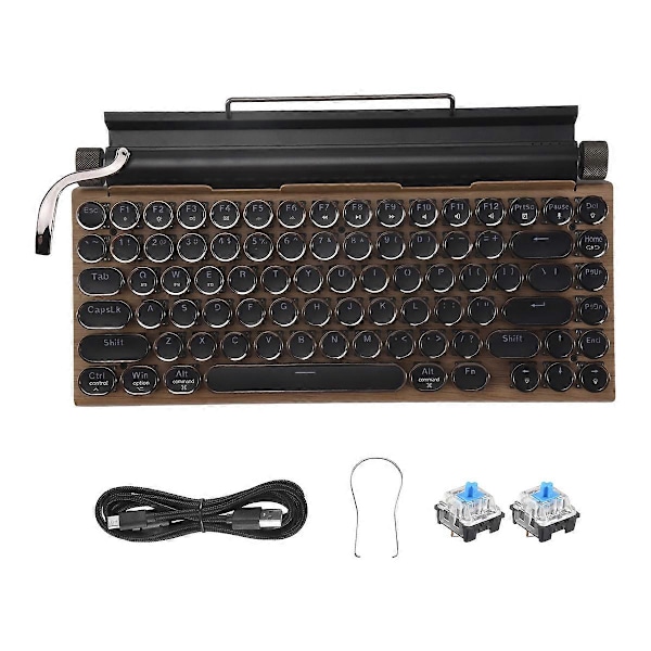 Retro Skrivmaskin Tangentbord Trådlöst Bluetooth Mekaniskt Tangentbord