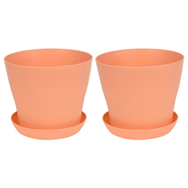 2 st Blomkruka med Fat Stor Öppning PP Dräneringshål Växtbehållare för Balkong Light Orange S