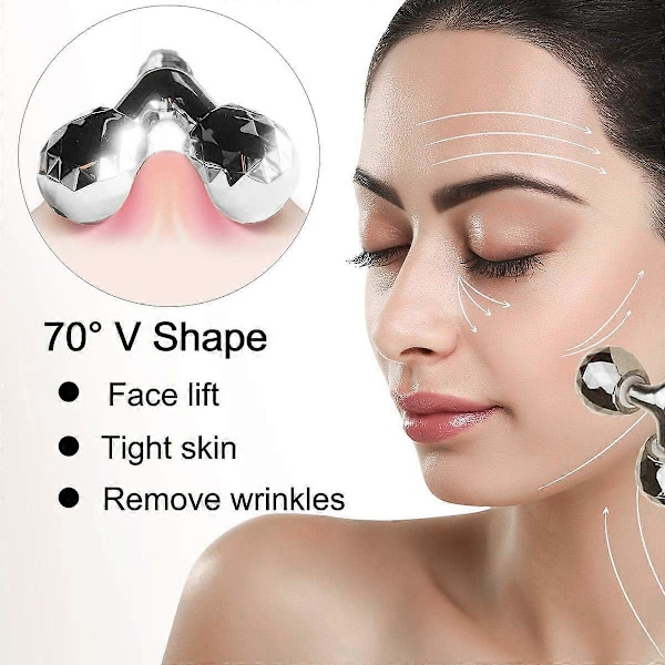 2 i 1 Elektrisk Ansiktsroller, 3D Jade Ansiktsmassage Kit för Ansikte, Arm, Öga, Näs Massage Hudvårdsverktyg Present Set Silver