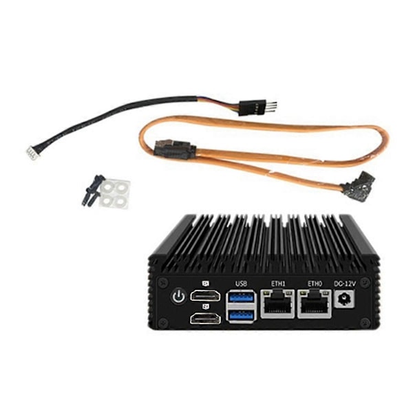 N3700 Mini PC 6W Dubbel Gigabit Mini Värd Fyrkärnig EU-kontakt