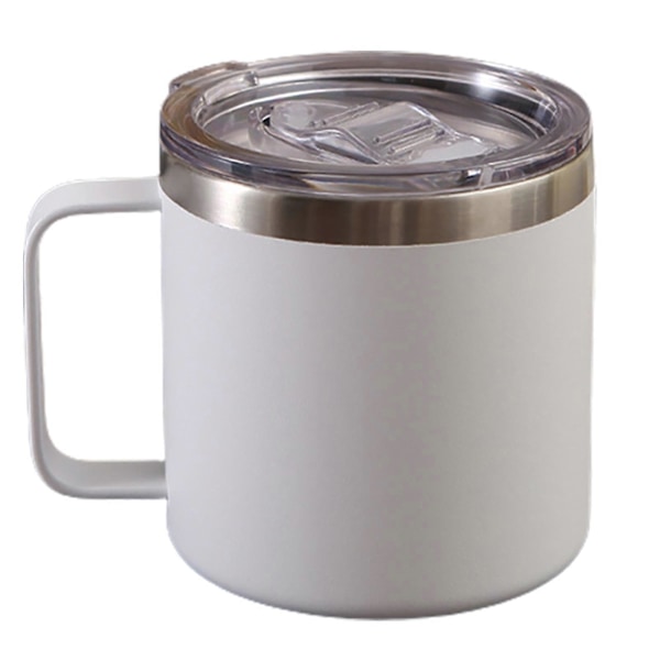 12oz Vakuummugg Värmebeständig Läcksäker Dubbelväggig Rostfri Stål Kaffe Mjölk Vattenmugg Kontorsmaterial med Lock White 3
