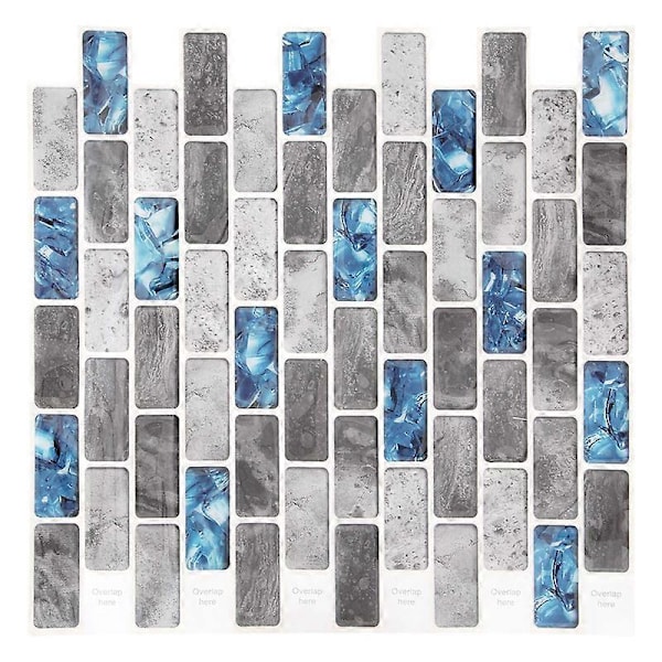Vivid Tiles Blå Skal och Fäst Kakel 3D Självhäftande Tapet