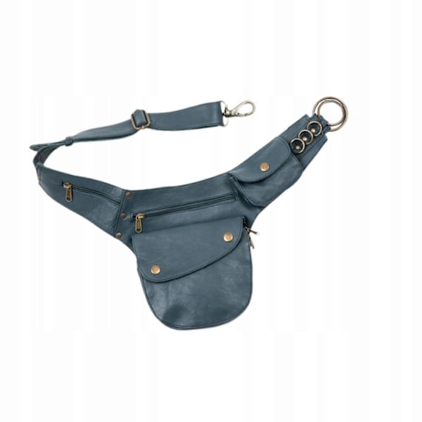 Midjeväska Män Lättvikt Pu Läder Midjeväska Crossbody Väska Fanny Blå