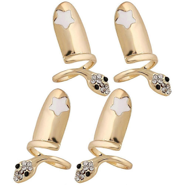 4 st Orm Nagelringar Fingernaglar Ringar Nagelspetsar Ringar Nagelsmycken för Kvinnor