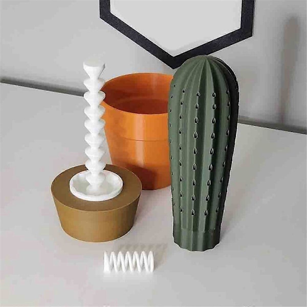 Kaktus Tandpetshållare, Tandpetare Kaktus, 3D-Printad Kaktus Simulation Krukväxt Tandpetare Låda Mörkgrön