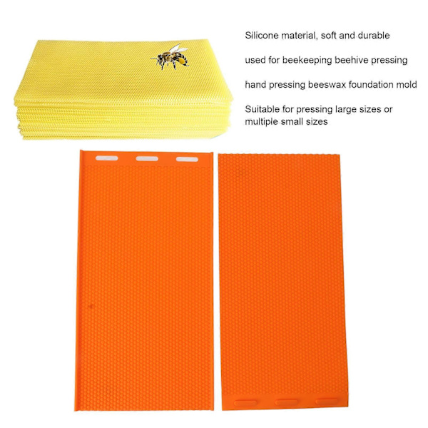 2 ark 5,4 mm silikon bivaxform bivax grundpress präglare honeycomb ark form biodlingsmaterial orange