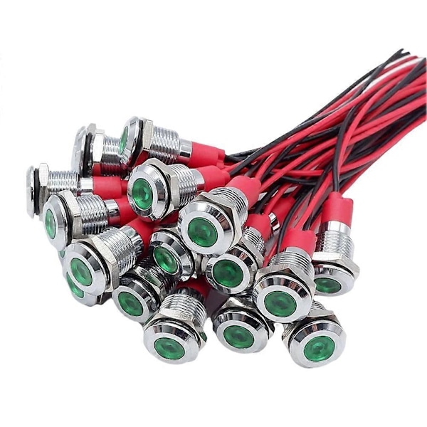 20st 6mm Metall LED Varningsindikatorlampa Signallampa Grön