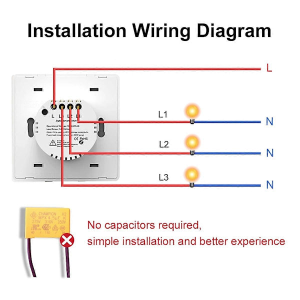 Tuya Smart Switch Zigbee Europeisk Standard Knapp Väggströmbrytare