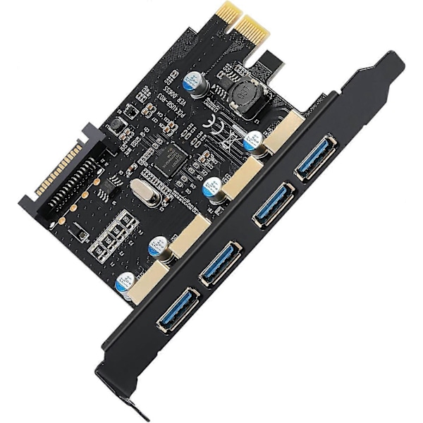 Usb3.0 4-Porttinen Laajennuskortti Pci-E Usb 3.0 Type-A Laajennuskorttiin 15-nastaisella Sata-virtaliittimellä