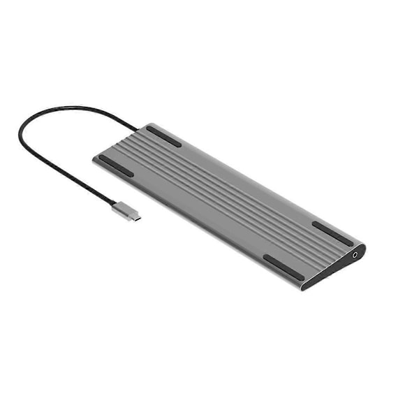 10 i 1 USB 3.0 Hub Dockningsstationer för Typ-C VGA 4K Video RJ45 Port Kompatibel med SD-läsare Ex