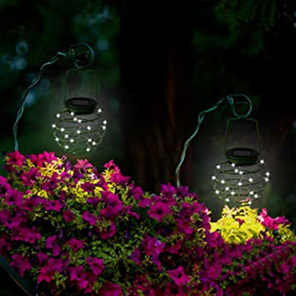 Aurinkospiraali LED-lyhty, aurinkopuutarhavalo ulkokäyttöön, koristeellinen riippuvalo, puutarha, patio, kuisti Silver circle warm light