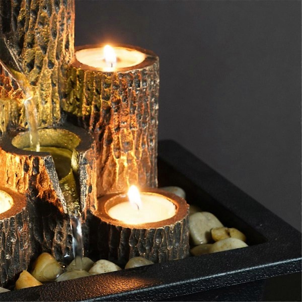 Liten Bordsfontän Rinnande Vatten Ornament Hantverk Ljusstake med Rinnande Vatten