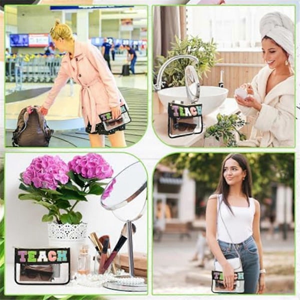 6 stk. Chenille Brevtaske Bulk Preppy Patch Makeup Taske