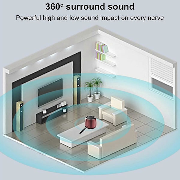 Metallkort Mini Rund Utomhus Hemdator Mini Högtalare Trådlös Bluetooth Högtalare Subwoofer (Röd)