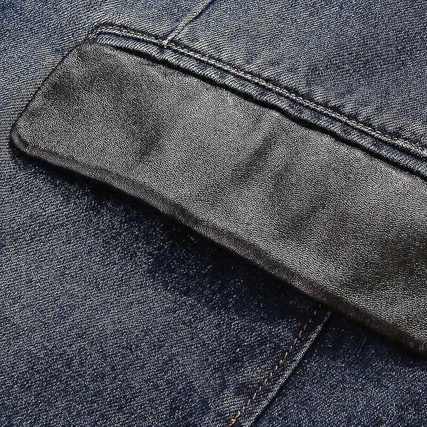 Herrjacka Denimjacka Vår Och Höst Kostym Blazer Jeans Patchwork Läder Slim Fit Jacka blue1 M