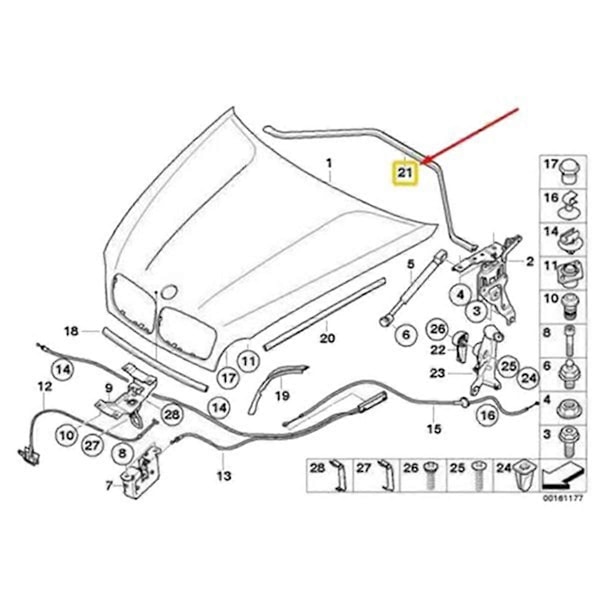 Motorhuv Tätningslist för X5 X6 E70 E71