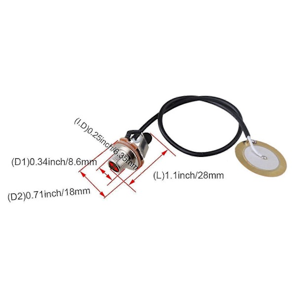 2 st Piezo Transducer Gitarr Mikrofon Pickup 6.35mm Mic