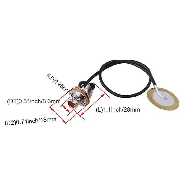 2 stk. Piezo Transducer Guitar Mikrofon Pickup 6,35 mm Mic