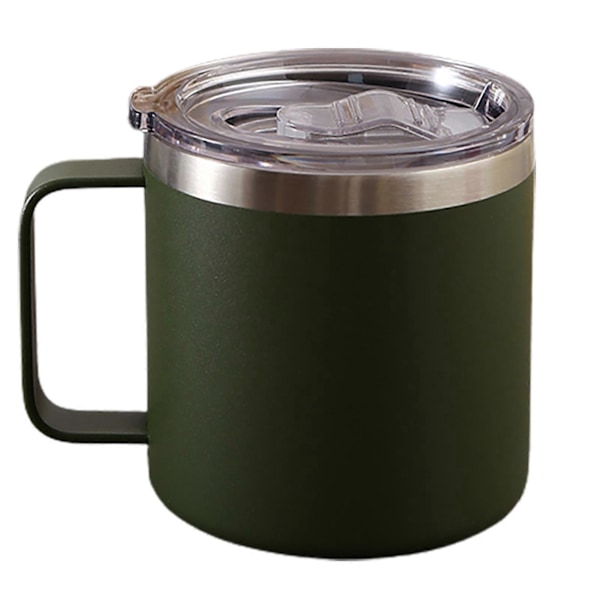 12oz Vakuummugg Värmebeständig Läcksäker Dubbelväggig Rostfri Stål Kaffe Mjölk Vattenmugg Kontorsmaterial med Lock Green 1