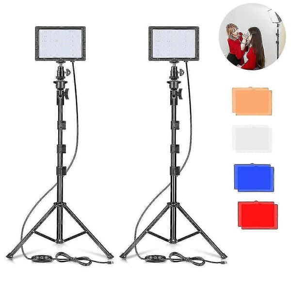2-delars Set LED Video Fotografering Kit Studio Panel