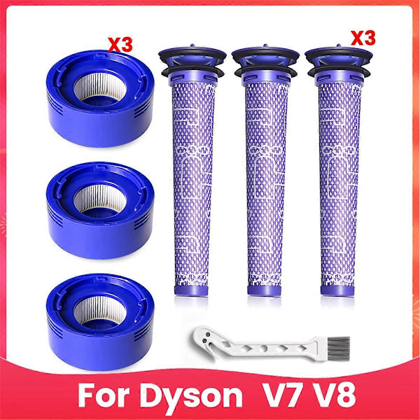 6-pack Ersättningsfilter för V8, 3 Förfilter och 3 Efterfilter