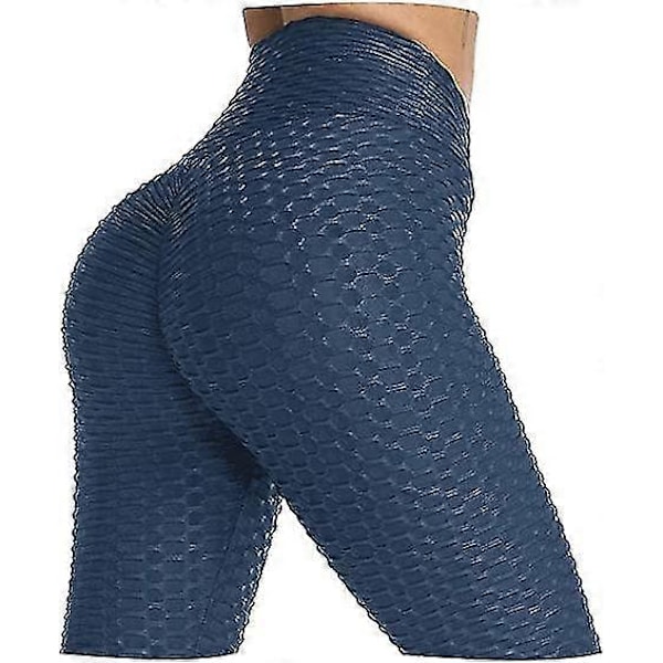 Buttlyftande Anti Cellulit Leggings för Kvinnor Högmidjade Yogabyxor Navy M