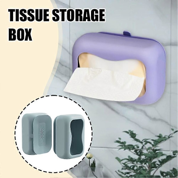 Silikon Tissuebox med Sugkopp, Stor Kapacitet, Skrivbordslåda för Pappersnäsdukar Cyan
