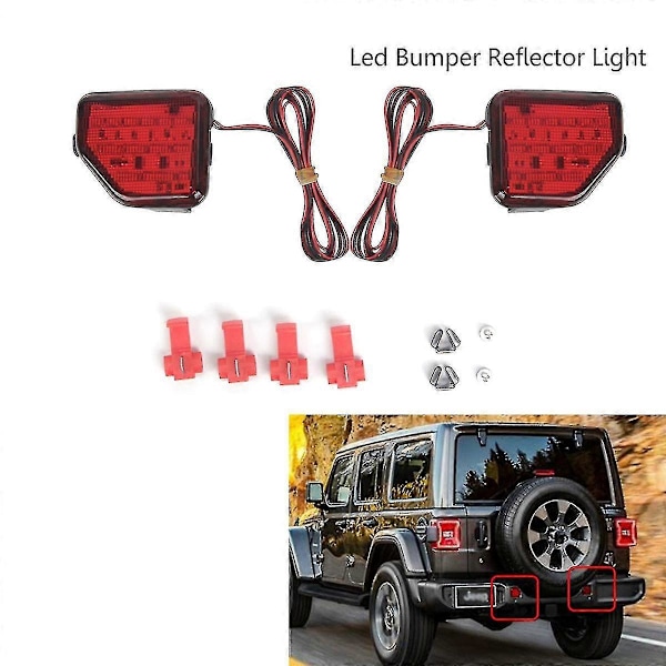 2 st LED Bakre Stötfångare Reflektor För Wrangler Jl 2018-2023 Bakljus LED Sida Röd Lins