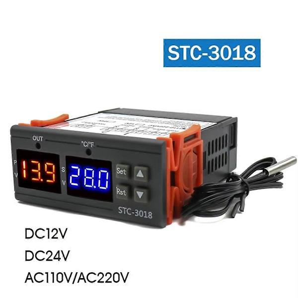 STC-3018 Dubbel Digital Temperaturkontroller med Värmare Kylare 12V
