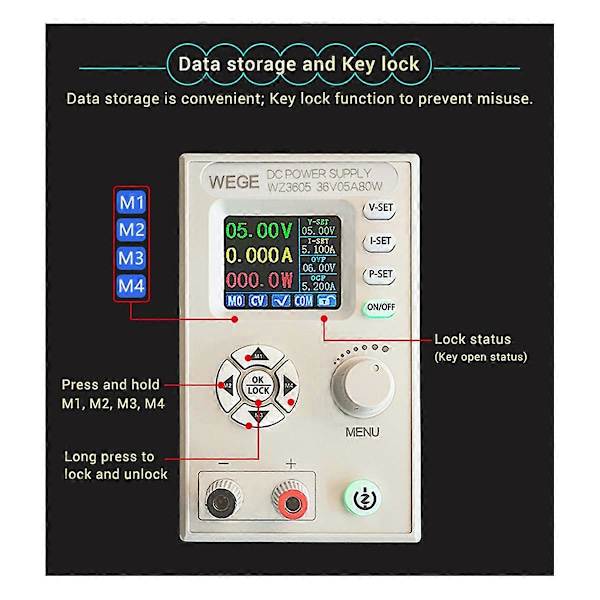 WZ3605 Anti-Backflow Justerbar Digital Kontroll DC Strömförsörjning 36V D