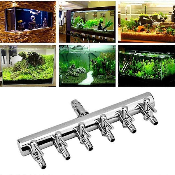 Akvarie Luftkontrolventil, Akvarie Luftventil, Metal Rustfrit Stål Fordelingsventil, Luftstrømsfordeler Splitter Til Luftpumpe