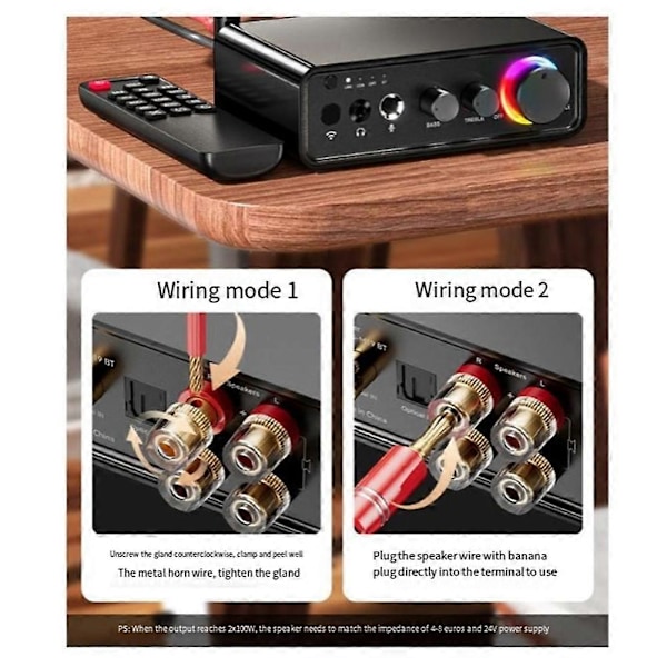 M19 BT Mini Forstærker Stereo Bluetooth 5.3 Effektforstærker EU-STIK
