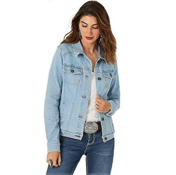 Stretchjeansjacka för dam, Jeansjacka, Knäppbar jeansjacka Light blue L