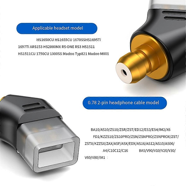0.78 2Pin Hona EAR Hane Hörlursadapter till Hörlurar Headset B