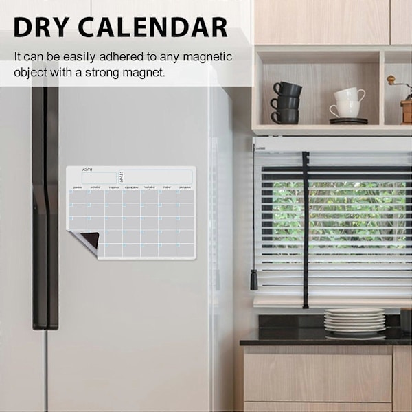 A3 Magnetisk Whiteboard Torr Radering Kalender Set för Kylskåp 17X12 tum