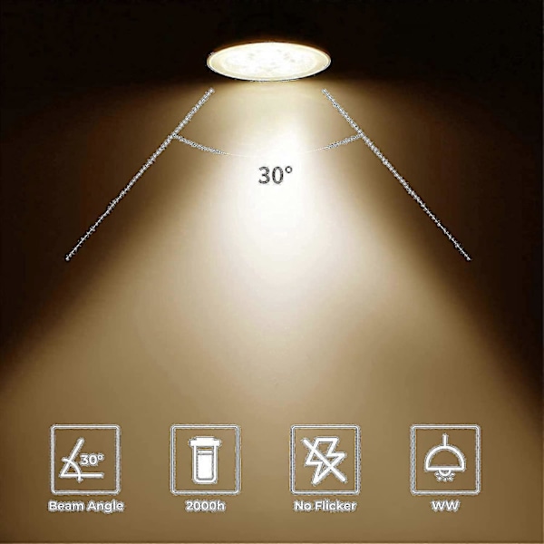 8-pack Halogenlampor Gu5.3 Mr16 35w 12v Dimbar - Varm 2800k, 400 Lumen, Glasskydd